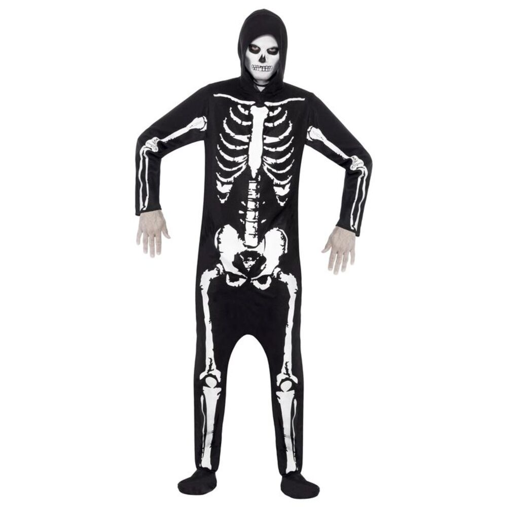 Smiffys Unisex Adult Skeleton Costume / Black/White
